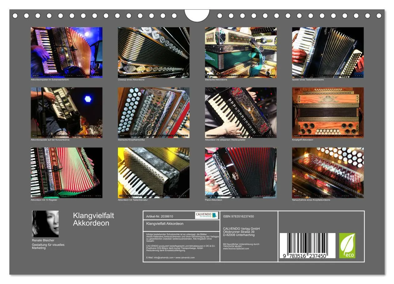 Bild: 9783516237450 | Klangvielfalt Akkordeon (Wandkalender 2026 DIN A4 quer), CALVENDO...