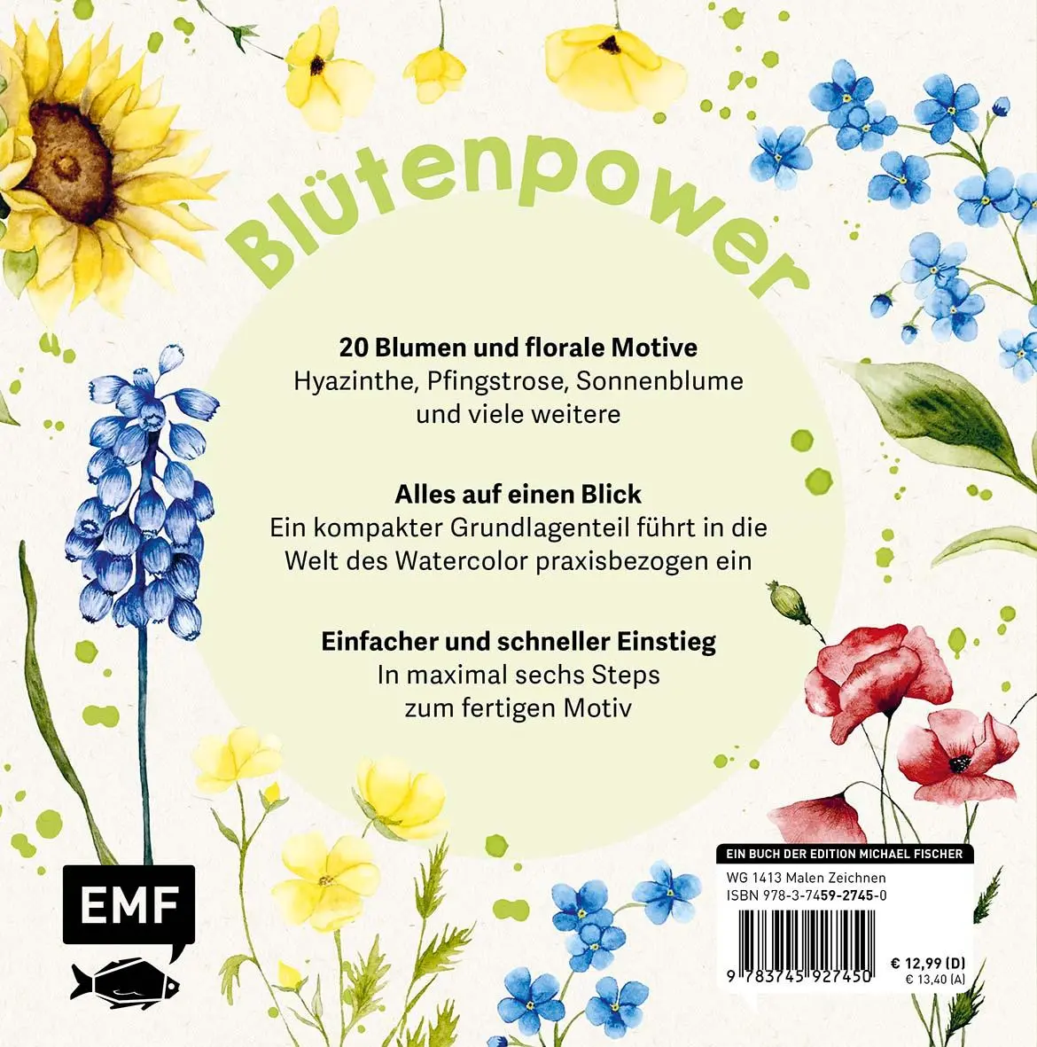Rückseite: 9783745927450 | Mini Watercolor - Blumen | Victoria Florentina Wißmann | Buch | 64 S.