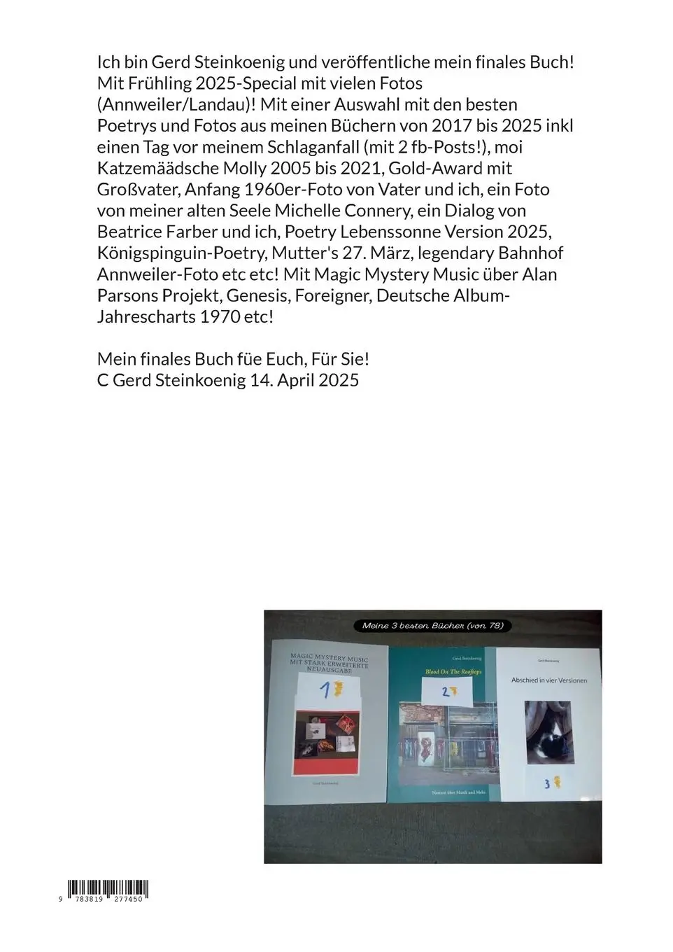 Rückseite: 9783819277450 | Mein finales Buch mit meinen besten Poetrys und Fotos aus meinen...