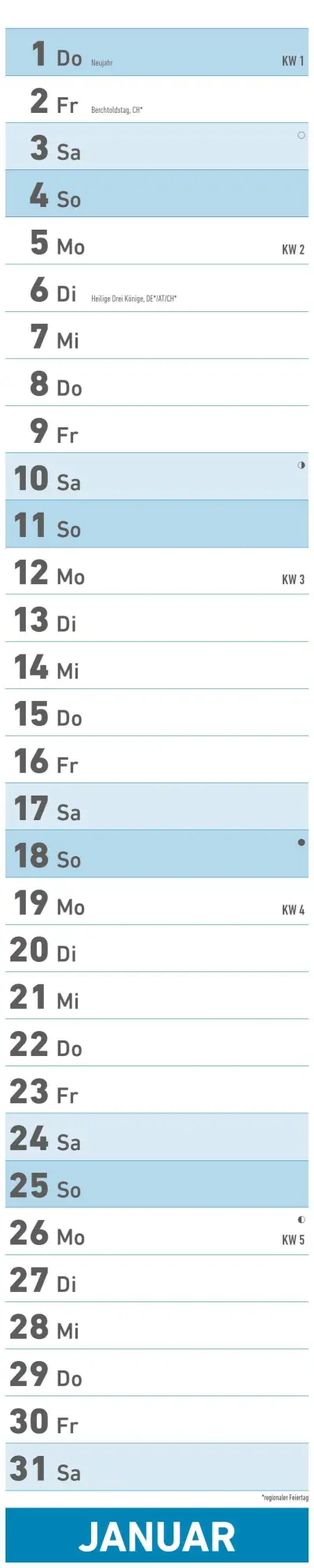 Bild: 4069095007550 | Superplaner 2026 - Streifenkalender 17x85 cm - mit Ringbindung -...