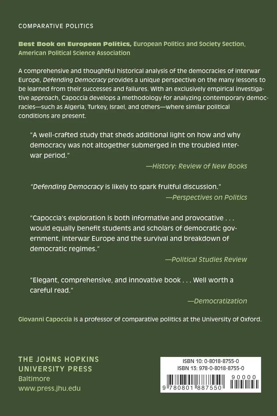 Rückseite: 9780801887550 | Defending Democracy | Reactions to Extremism in Interwar Europe | Buch