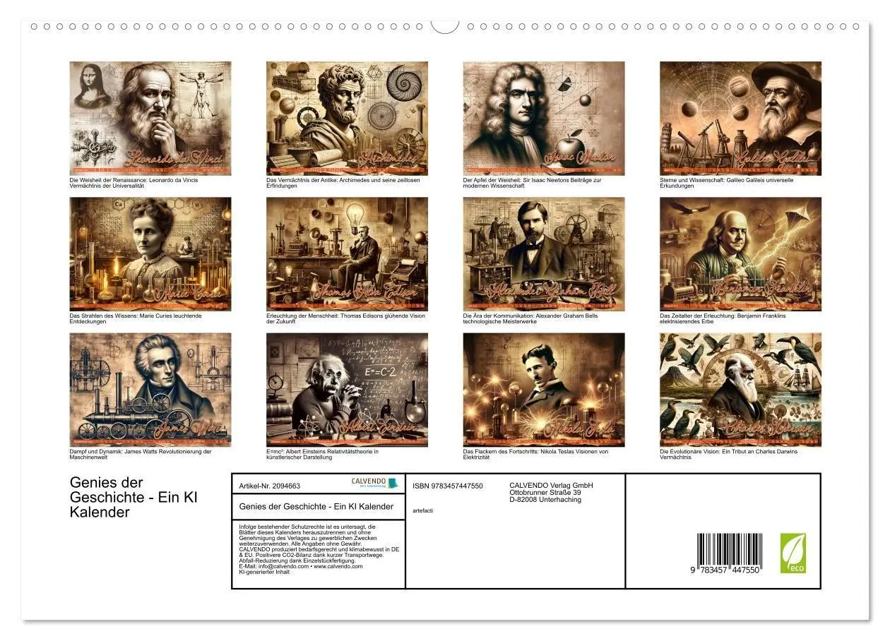 Bild: 9783457447550 | Genies der Geschichte - Ein KI Kalender (hochwertiger Premium...