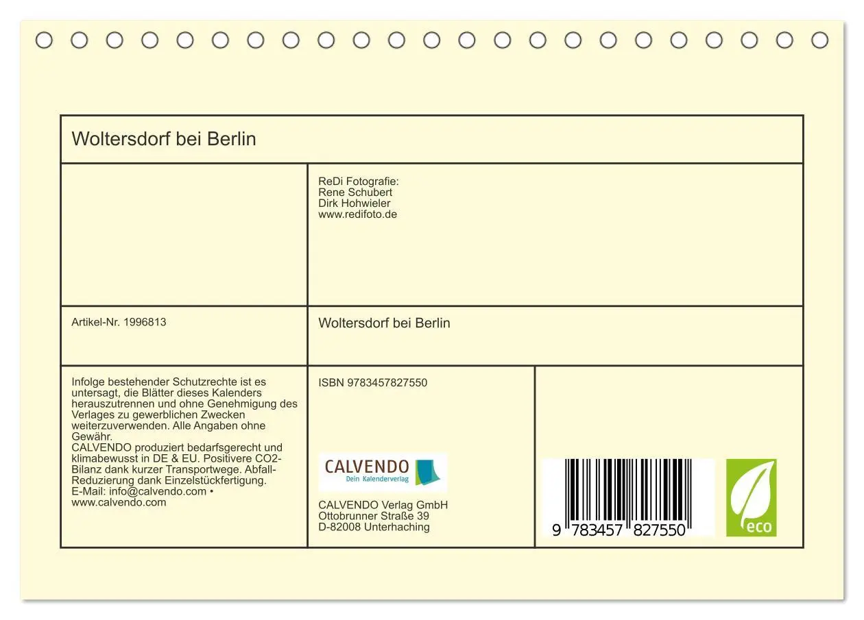 Bild: 9783457827550 | Woltersdorf bei Berlin (Tischkalender 2026 DIN A5 quer), CALVENDO...