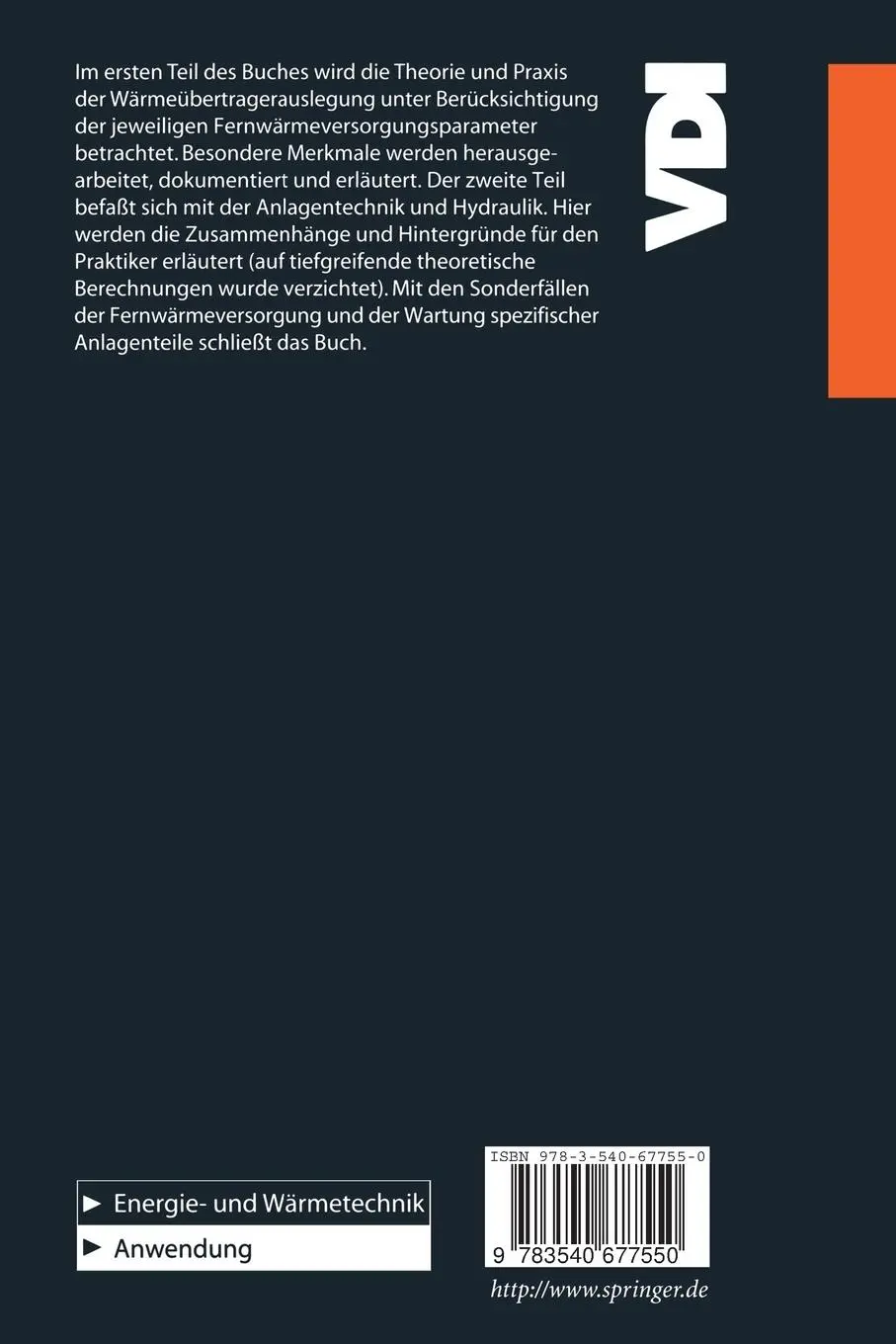 Rückseite: 9783540677550 | Fernwärmeversorgung | Hausanlagentechnik in Theorie und Praxis | Buch