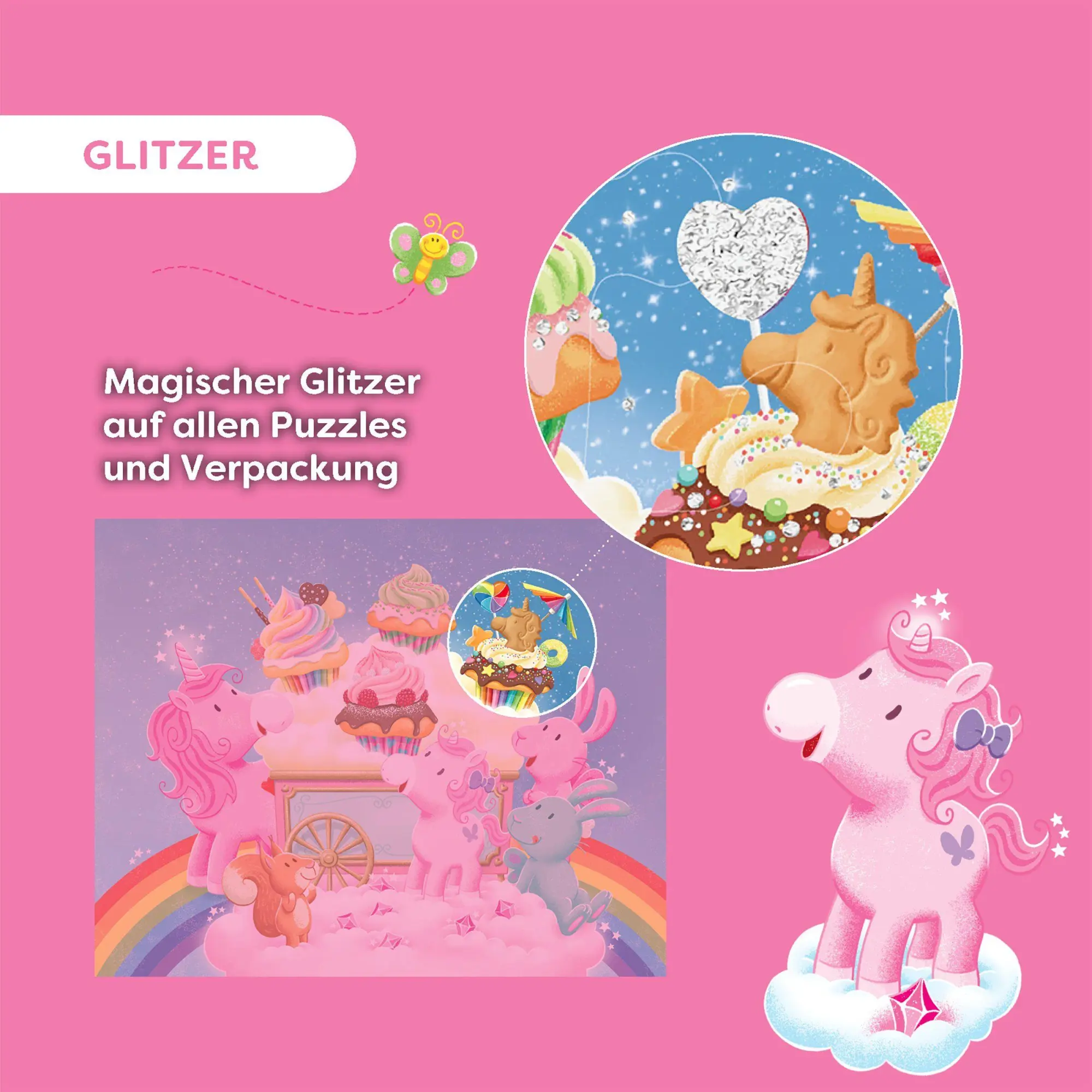 Bild: 4010168297750 | 3 Puzzles - Einhorn Glitzerglück 12/15/18 Teile | Christiane Hüpper