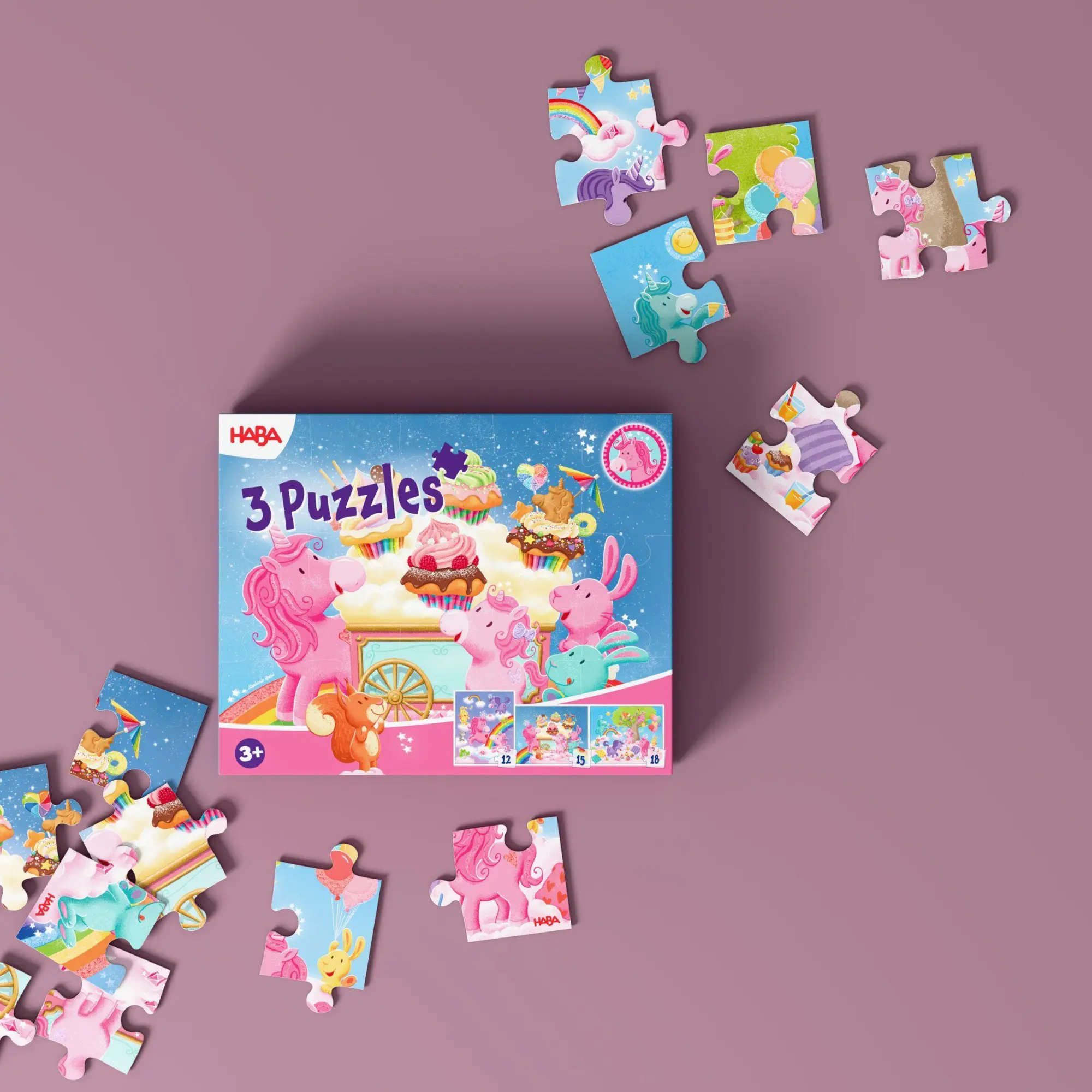 Bild: 4010168297750 | 3 Puzzles - Einhorn Glitzerglück 12/15/18 Teile | Christiane Hüpper