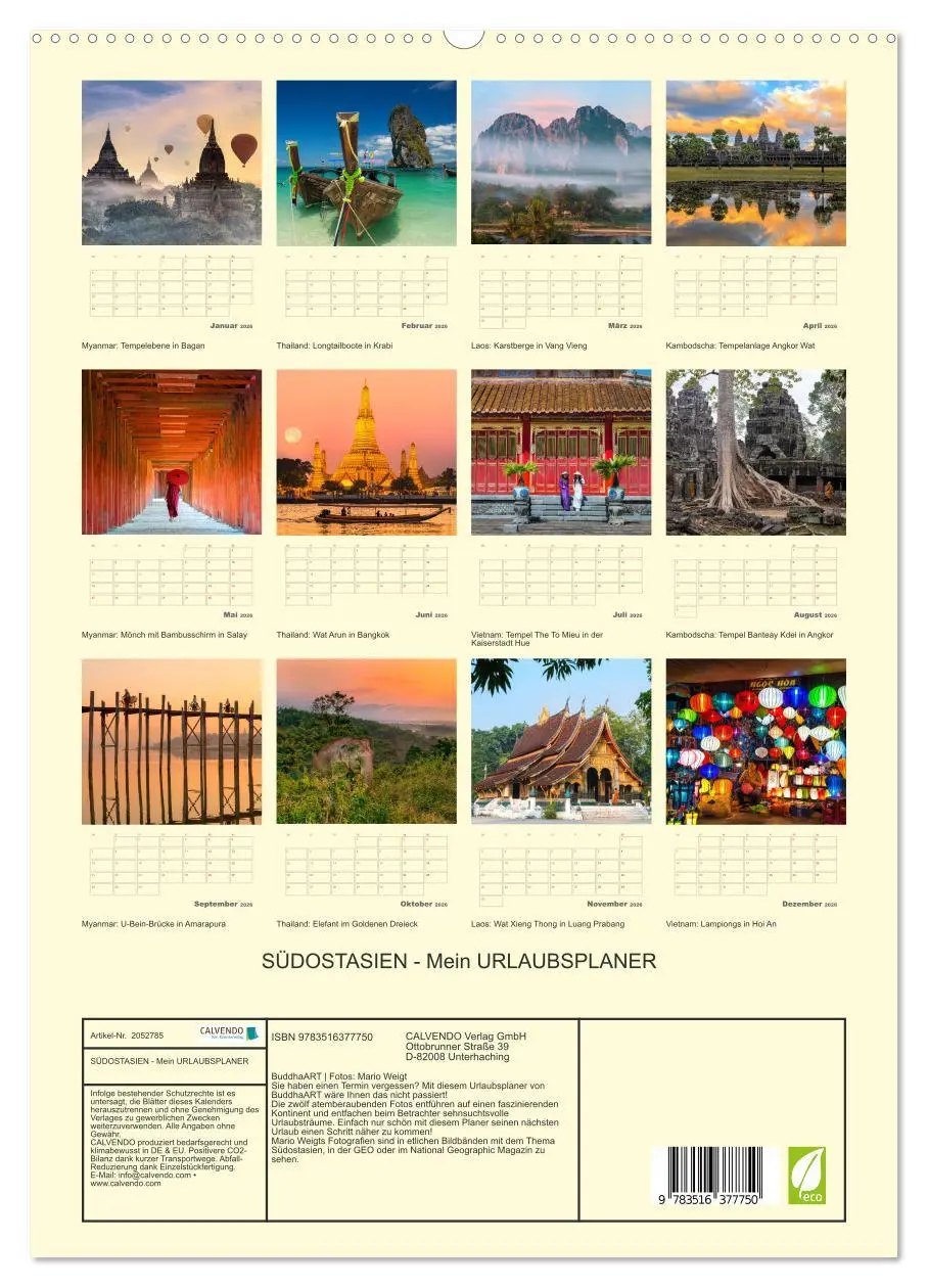 Bild: 9783516377750 | SÜDOSTASIEN - Mein URLAUBSPLANER (hochwertiger Premium Wandkalender...