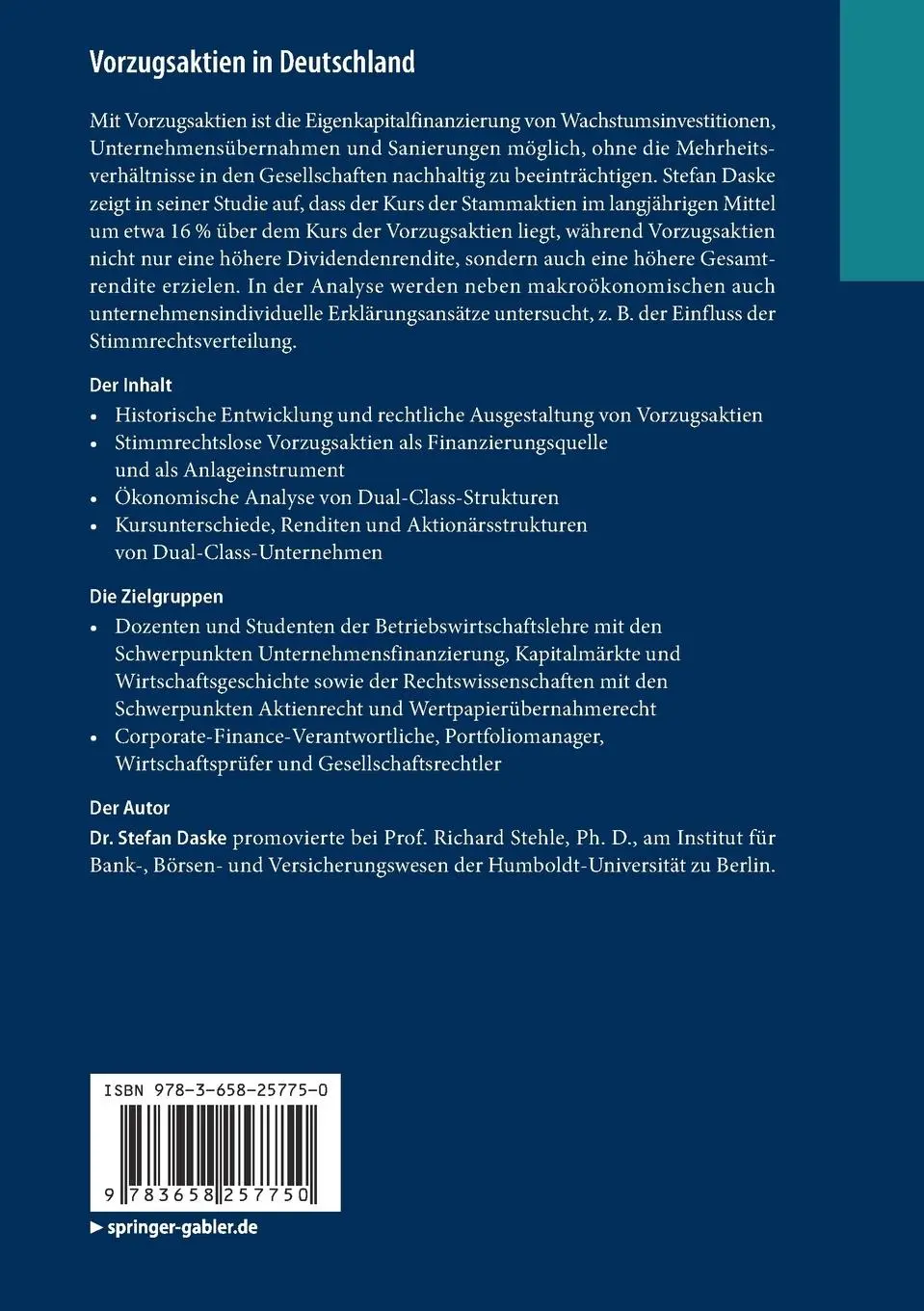 Rückseite: 9783658257750 | Vorzugsaktien in Deutschland | Stefan Daske | Taschenbuch | xxix