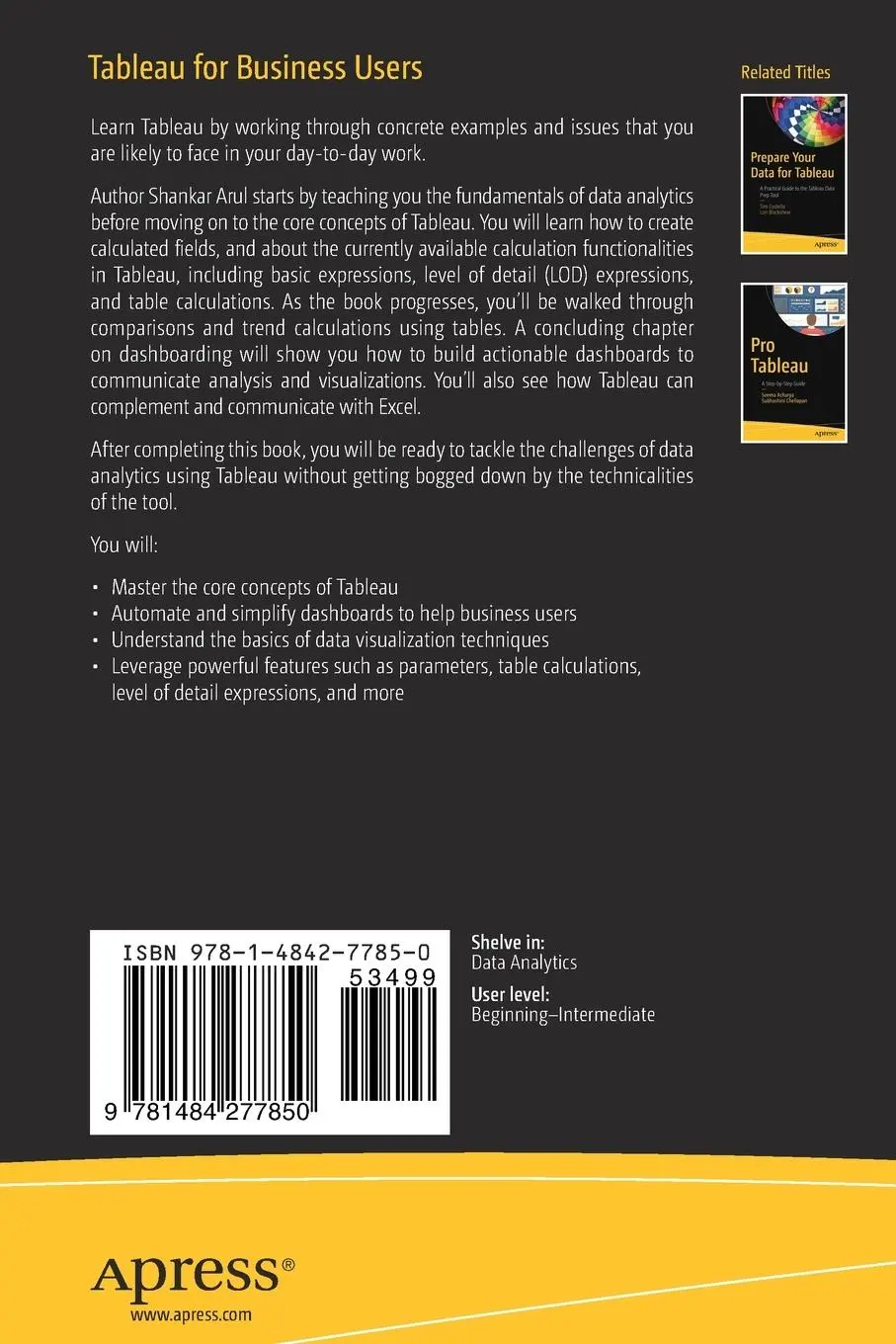 Rückseite: 9781484277850 | Tableau for Business Users | Shankar Arul | Taschenbuch | xv | 2021