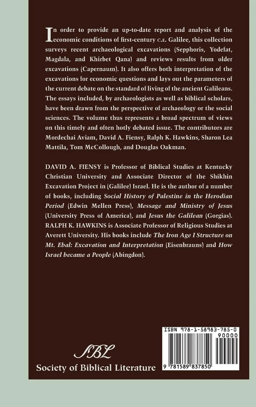 Rückseite: 9781589837850 | The Galilean Economy in the Time of Jesus | David A. Fiensy (u. a.)