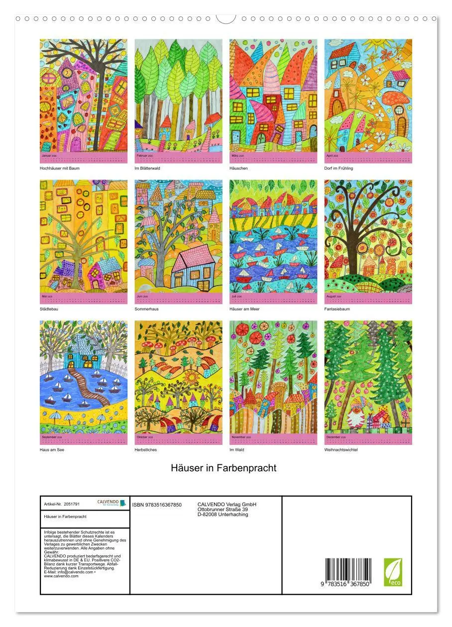 Bild: 9783516367850 | Häuser in Farbenpracht (hochwertiger Premium Wandkalender 2026 DIN...
