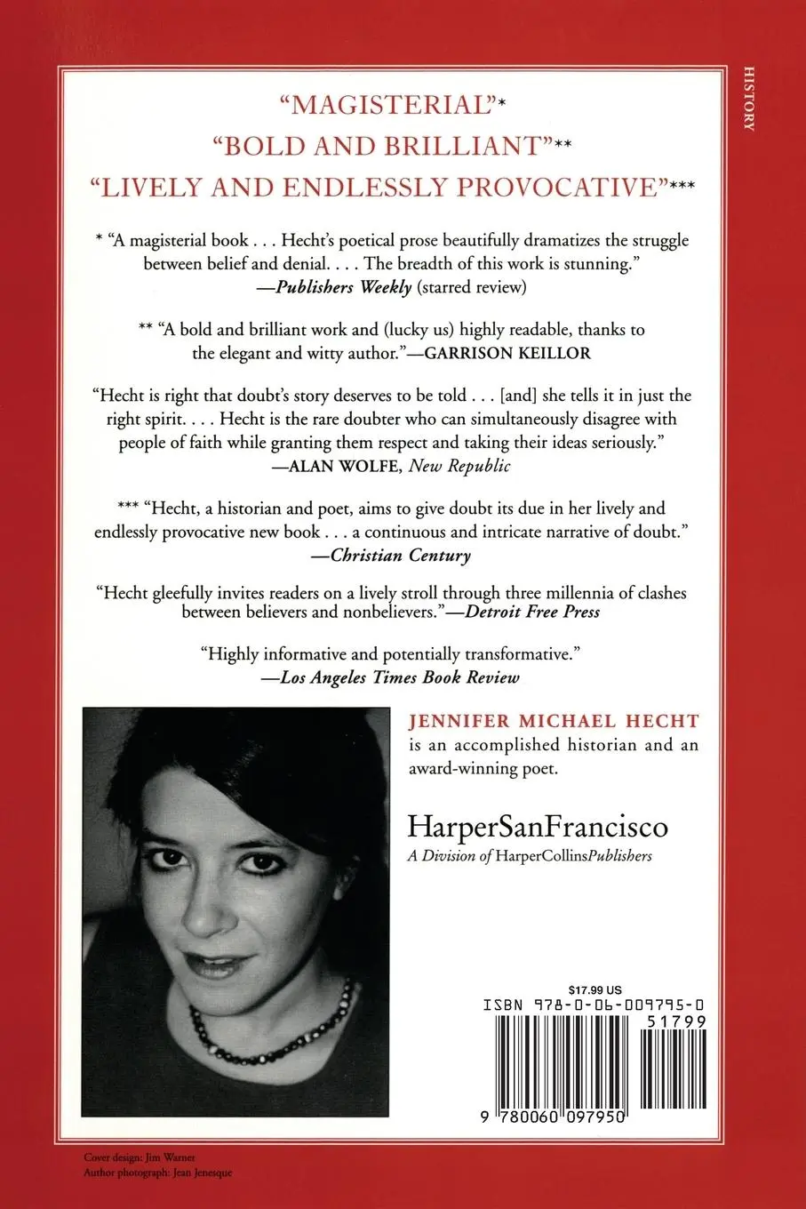 Rückseite: 9780060097950 | Doubt | Jennifer Hecht | Taschenbuch | Englisch | 2004 | HarperOne