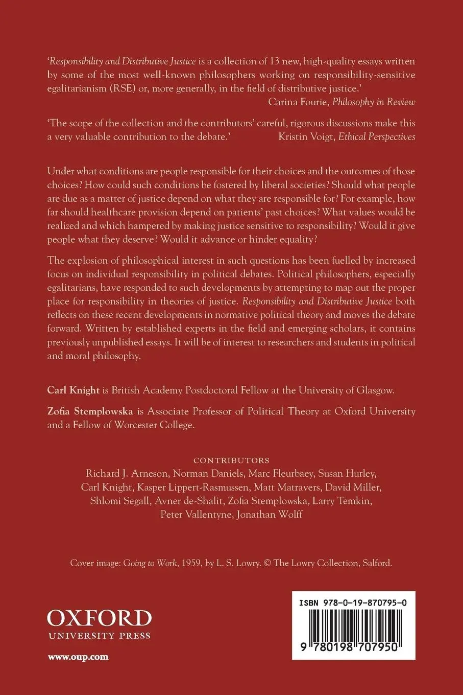 Rückseite: 9780198707950 | Responsibility and Distributive Justice | Carl Knight (u. a.) | Buch