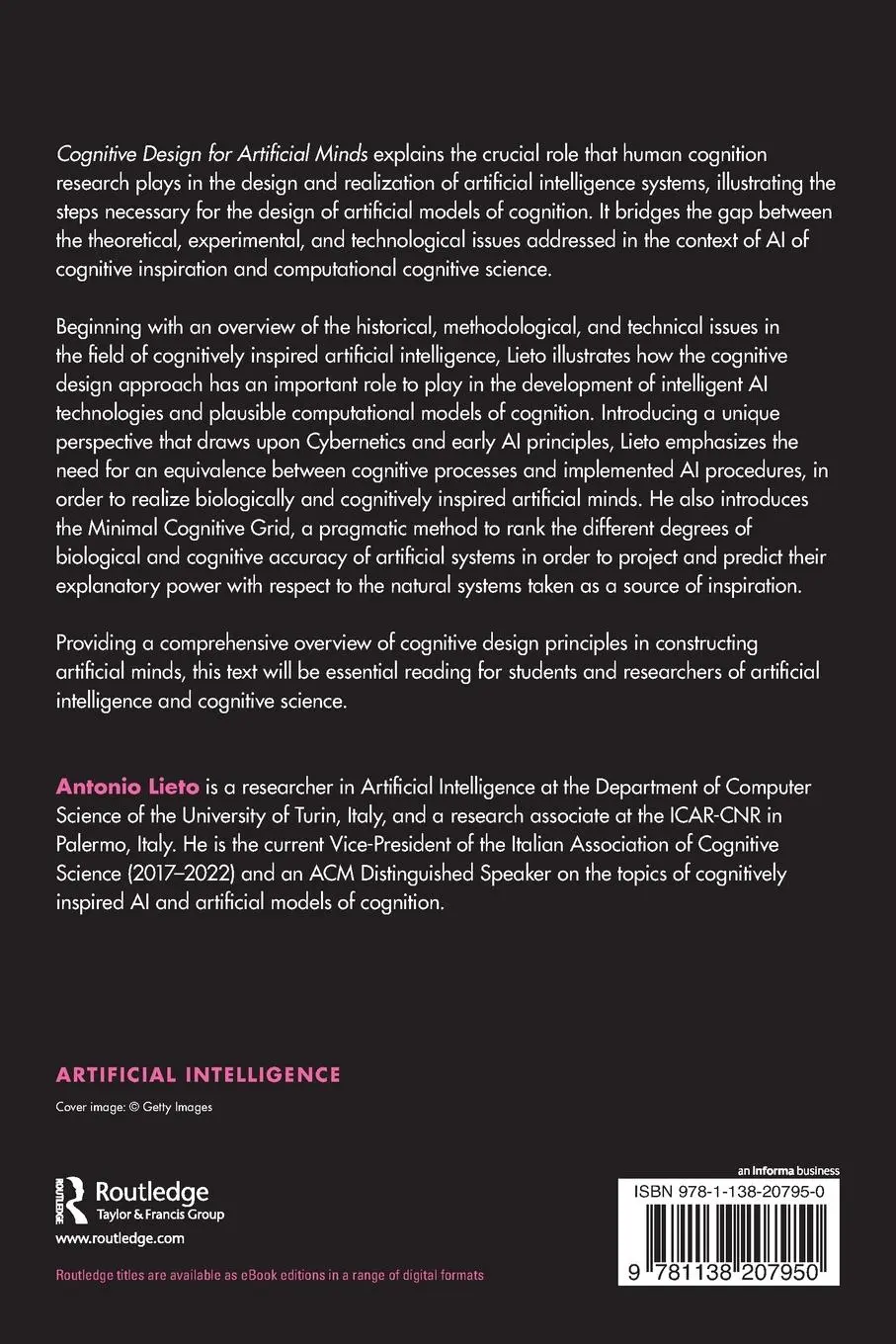 Rückseite: 9781138207950 | Cognitive Design for Artificial Minds | Antonio Lieto | Taschenbuch