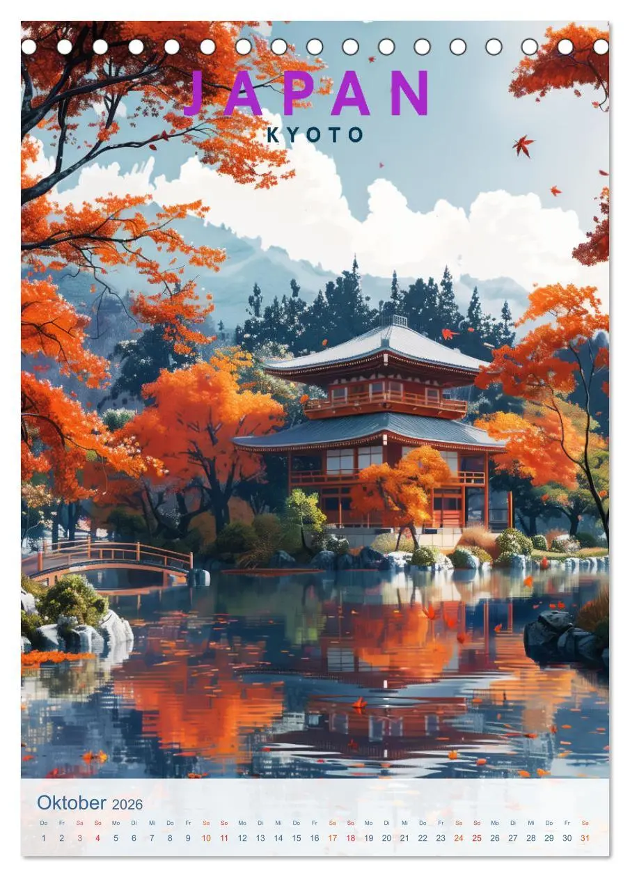 Bild: 9783457267950 | Japan - Old School Poster Style (Tischkalender 2026 DIN A5 hoch),...