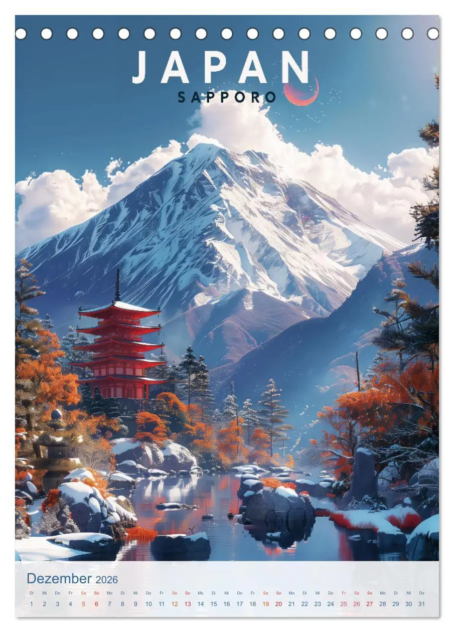 Bild: 9783457267950 | Japan - Old School Poster Style (Tischkalender 2026 DIN A5 hoch),...