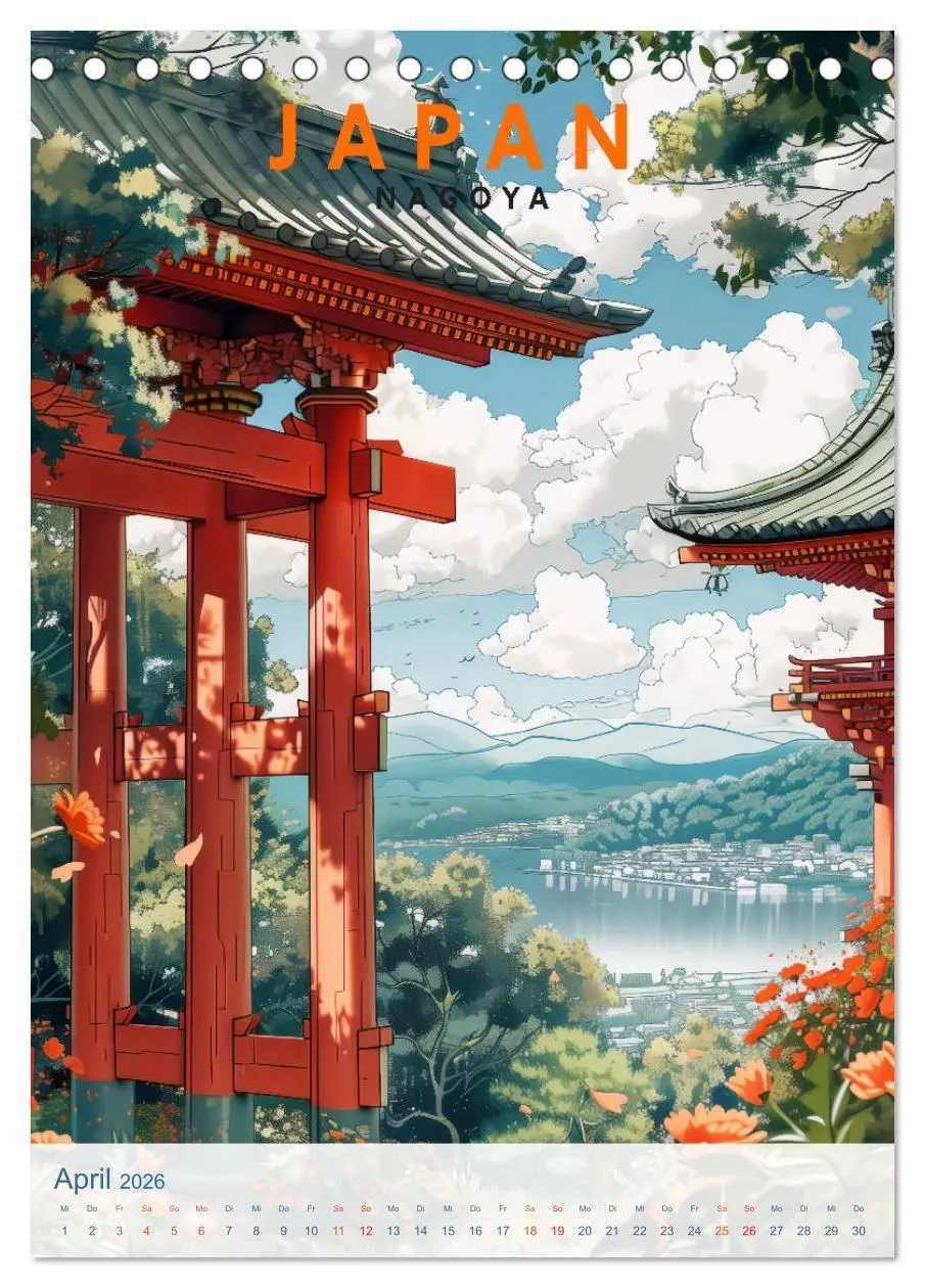Bild: 9783457267950 | Japan - Old School Poster Style (Tischkalender 2026 DIN A5 hoch),...