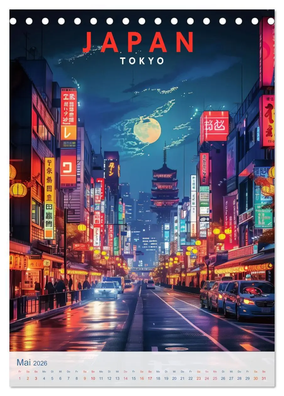 Bild: 9783457267950 | Japan - Old School Poster Style (Tischkalender 2026 DIN A5 hoch),...