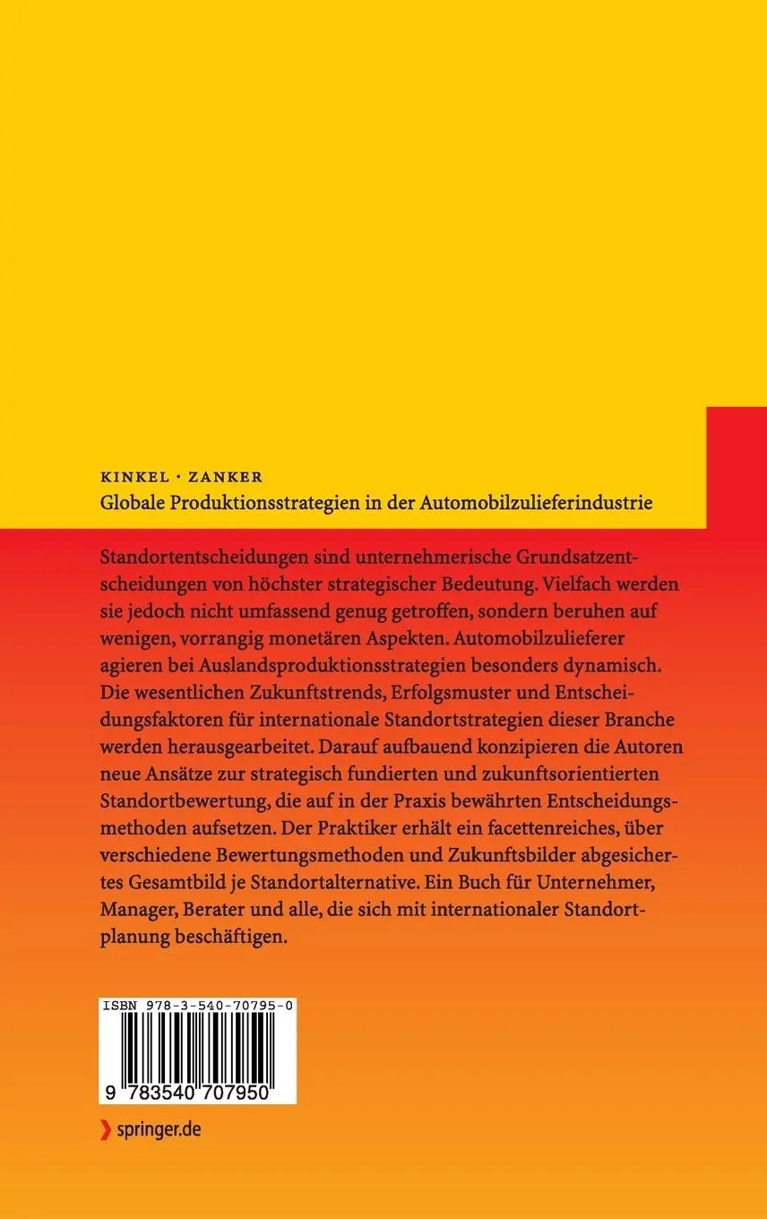 Rückseite: 9783540707950 | Globale Produktionsstrategien in der Automobilzulieferindustrie | Buch
