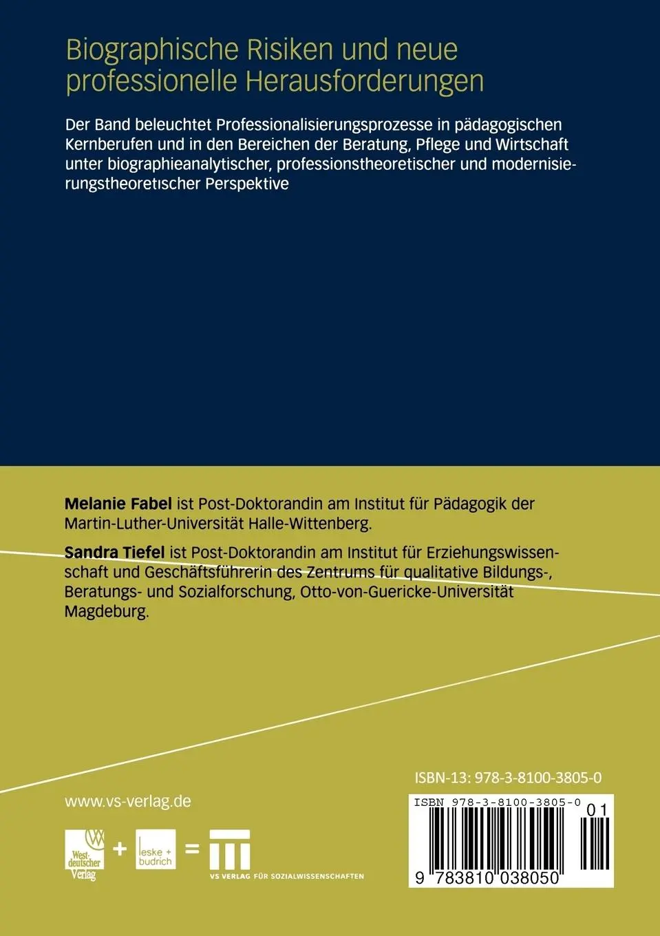 Rückseite: 9783810038050 | Biographische Risiken und neue professionelle Herausforderungen | Buch