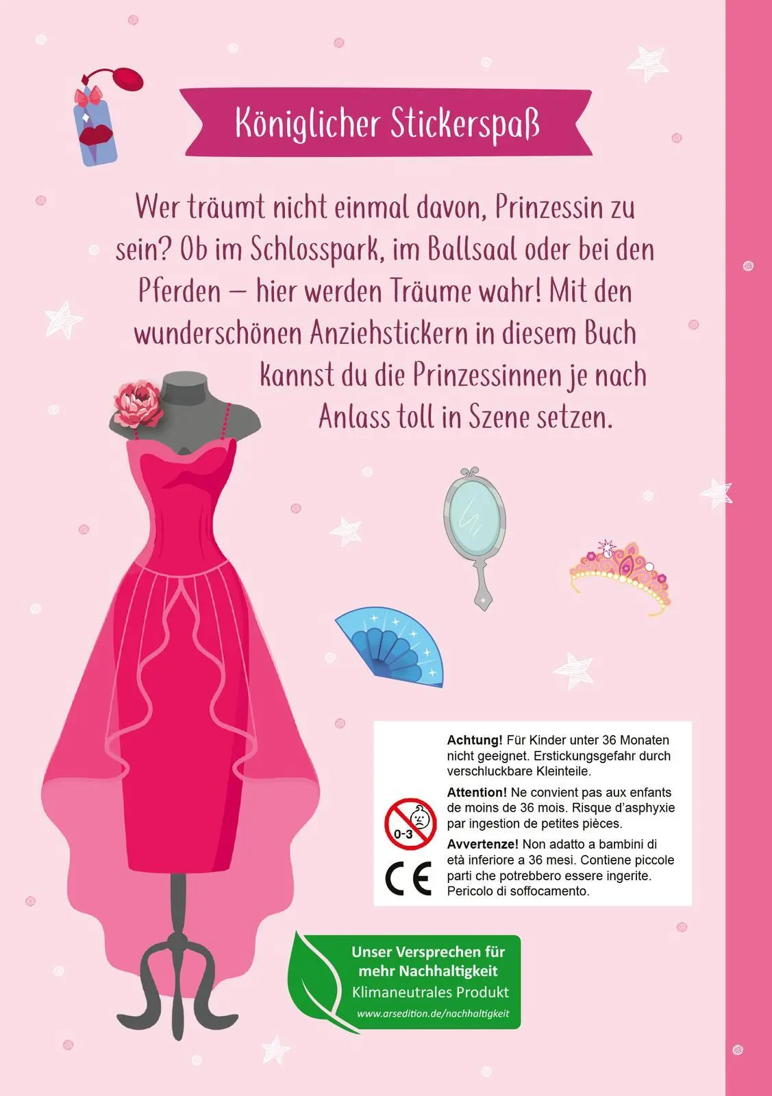 Rückseite: 9783845858050 | Mini-Sticker-Anziehpuppen - Prinzessinnen | Über 100 Sticker | Buch