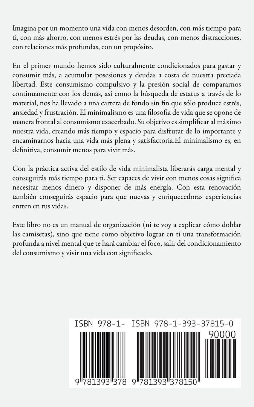 Rückseite: 9781393378150 | Minimalismo | una vida más feliz con menos cosas | Juanjo Ramos | Buch