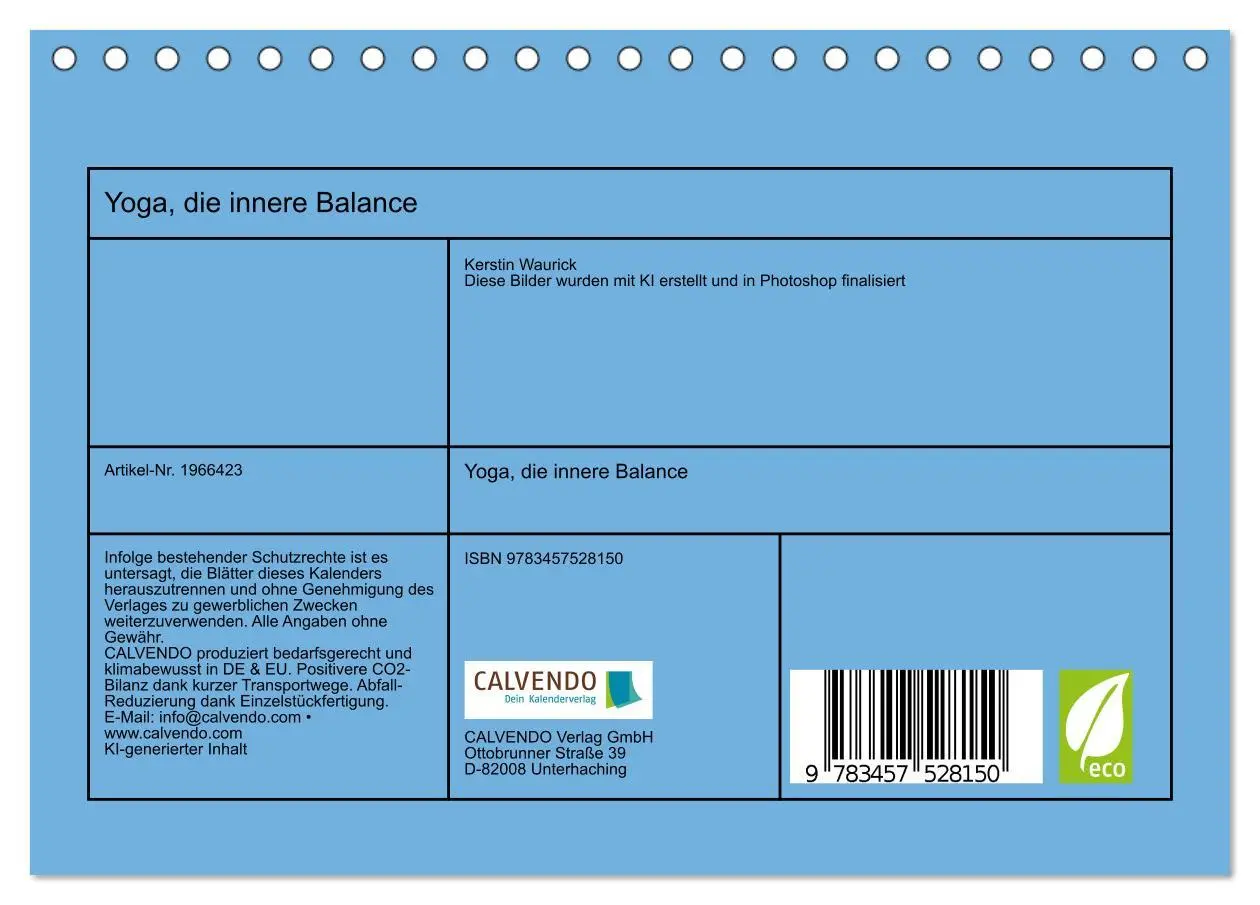 Bild: 9783457528150 | Yoga, die innere Balance (Tischkalender 2026 DIN A5 quer), CALVENDO...