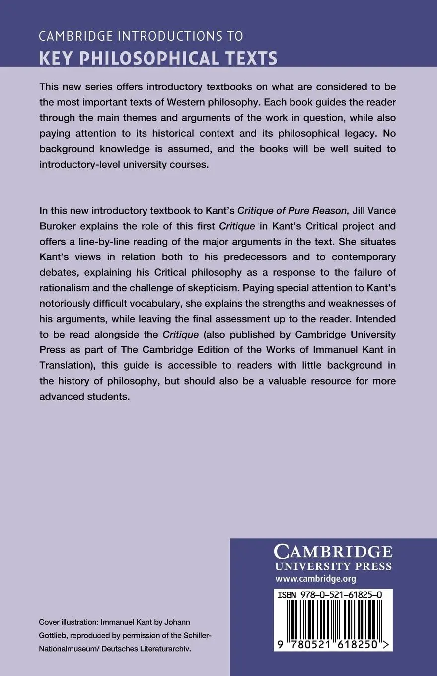 Rückseite: 9780521618250 | Kant's Critique of Pure Reason | An Introduction | Jill Vance Buroker