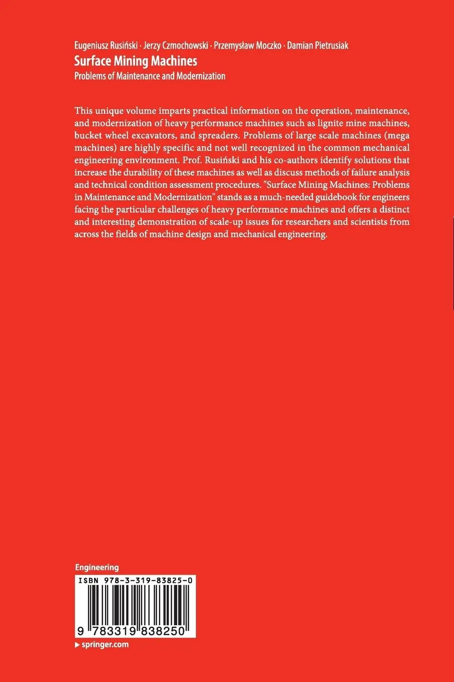 Rückseite: 9783319838250 | Surface Mining Machines | Problems of Maintenance and Modernization
