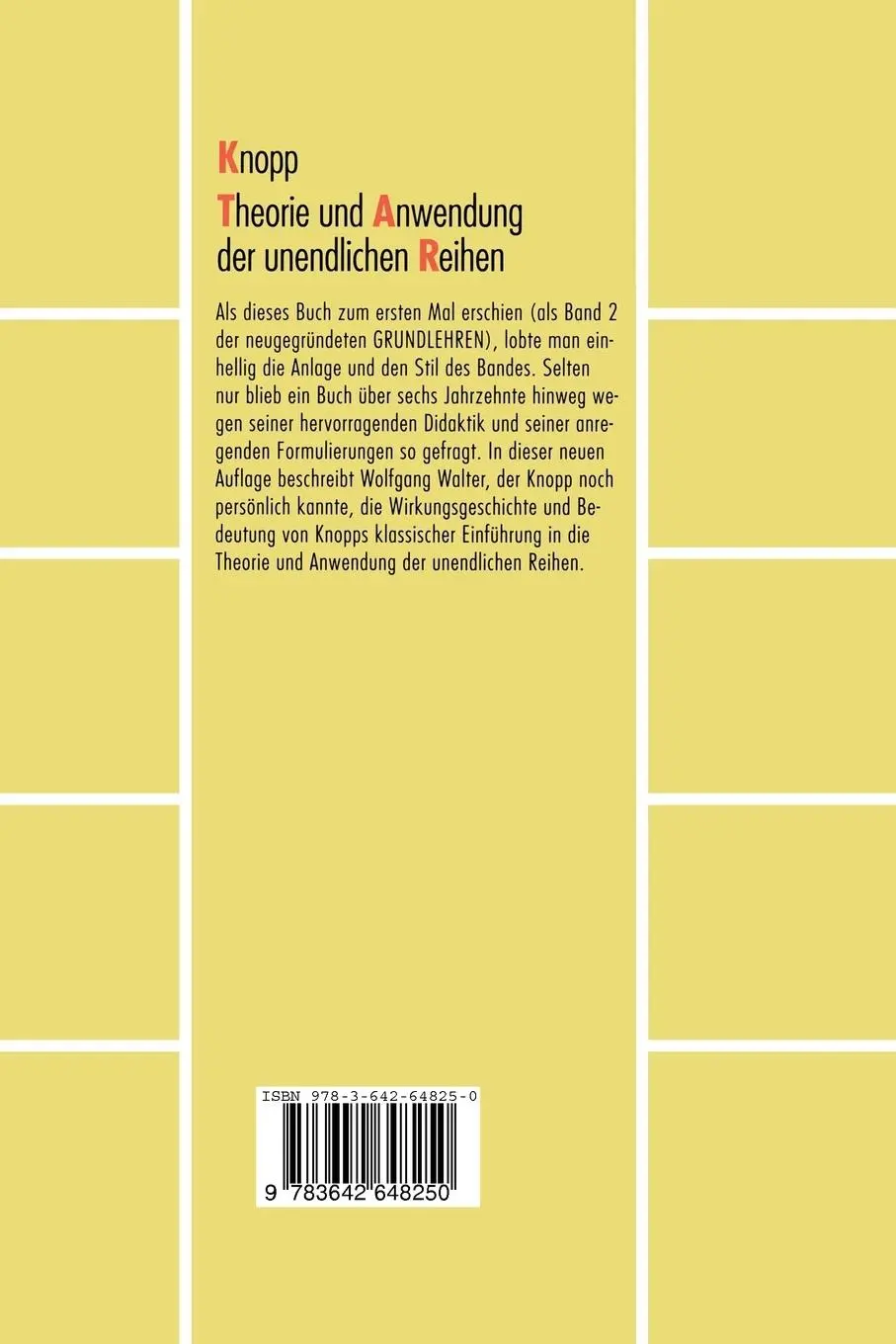 Rückseite: 9783642648250 | Theorie und Anwendung der unendlichen Reihen | Konrad Knopp | Buch