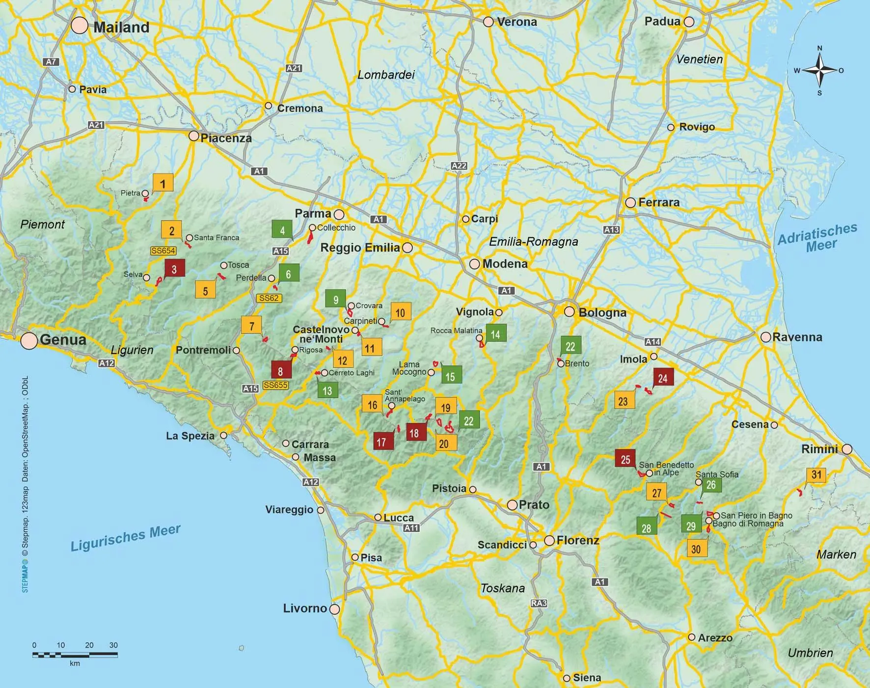 Bild: 9783866868250 | Emilia-Romagna 31 Touren im Hügel- und Bergland des Apennin | Wille