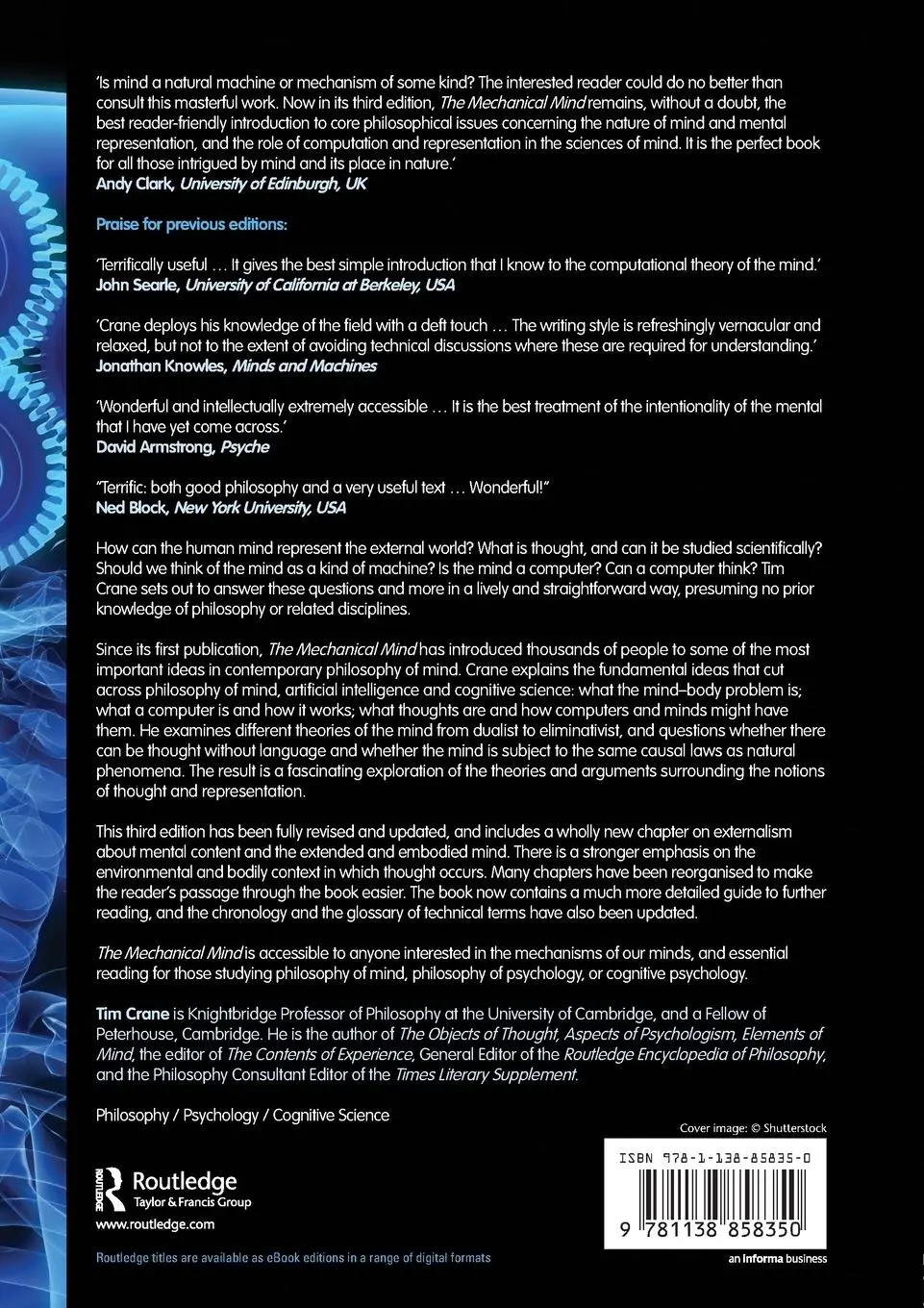Rückseite: 9781138858350 | The Mechanical Mind | Tim Crane | Taschenbuch | Englisch | 2015