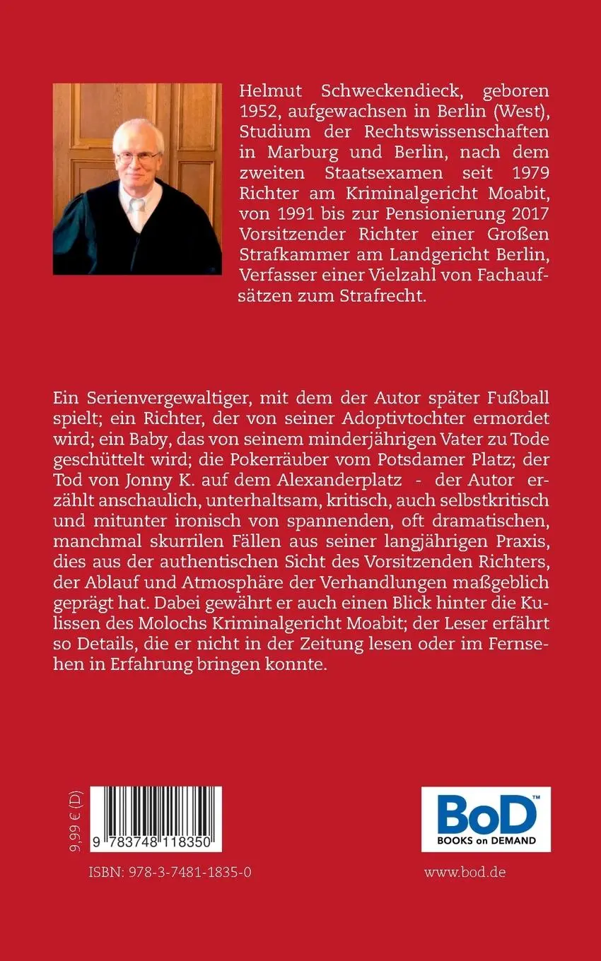 Rückseite: 9783748118350 | Der tote Richter und andere (Mord)-Geschichten | Helmut Schweckendieck