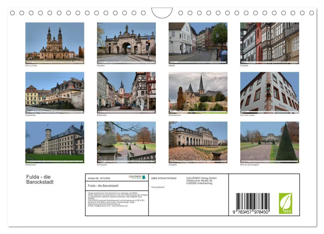 Bild: 9783457978450 | Fulda - die Barockstadt (Wandkalender 2026 DIN A4 quer), CALVENDO...