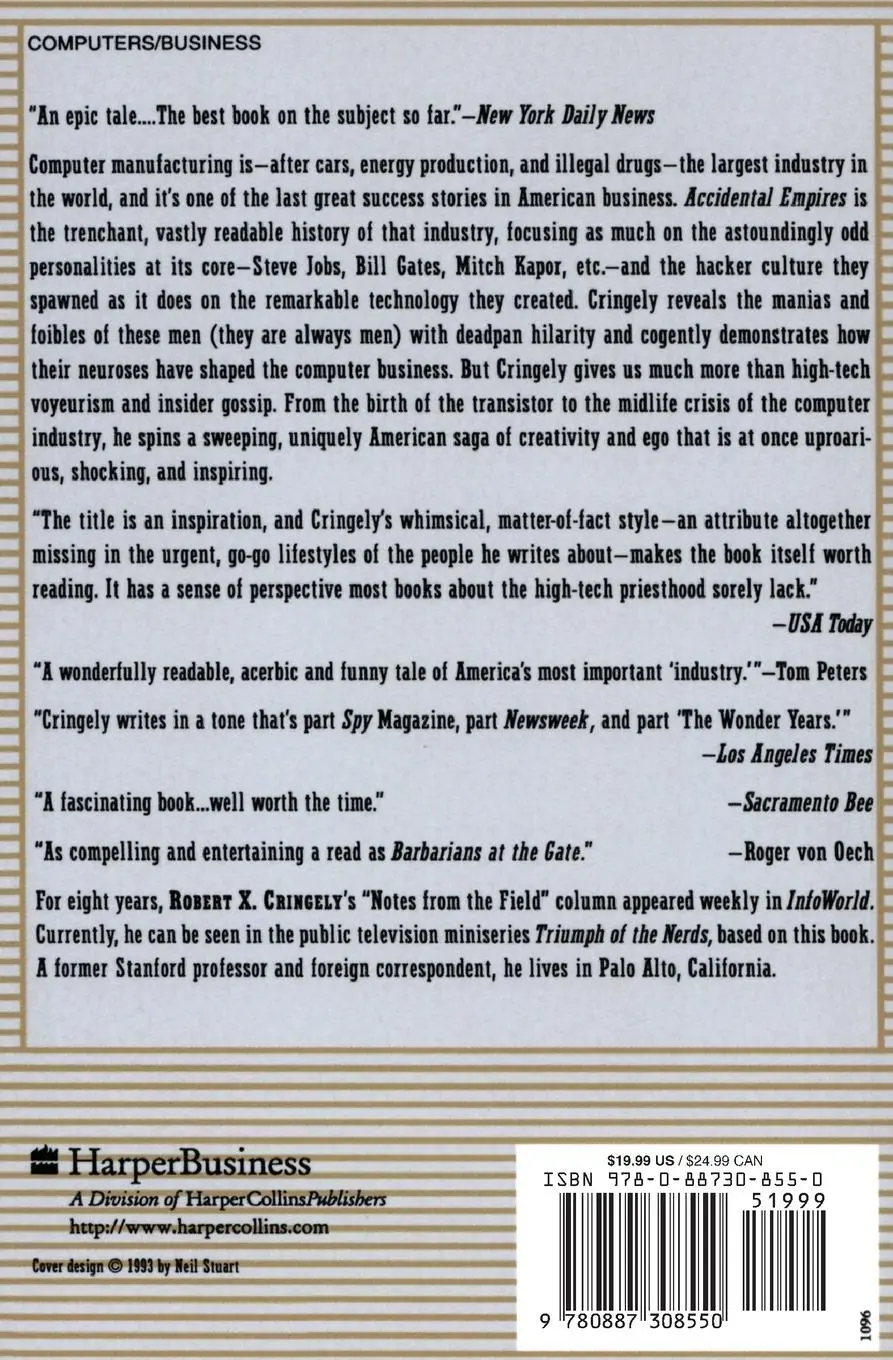 Rückseite: 9780887308550 | Accidental Empires | Robert X. Cringely | Taschenbuch | Englisch