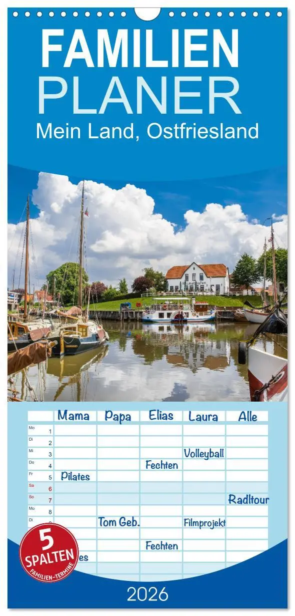 Cover: 9783516508550 | Familienplaner 2026 - Mein Land, Ostfriesland mit 5 Spalten...