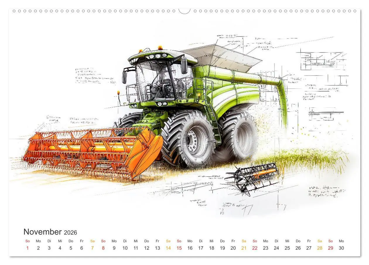 Bild: 9783457268650 | Mähdrescher - Design Studien (Wandkalender 2026 DIN A2 quer),...