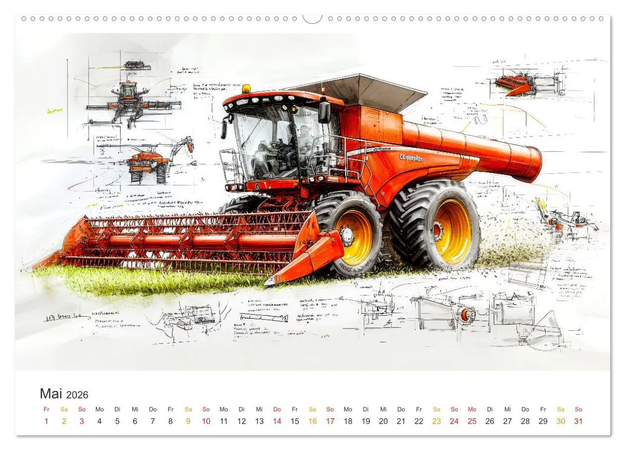 Bild: 9783457268650 | Mähdrescher - Design Studien (Wandkalender 2026 DIN A2 quer),...