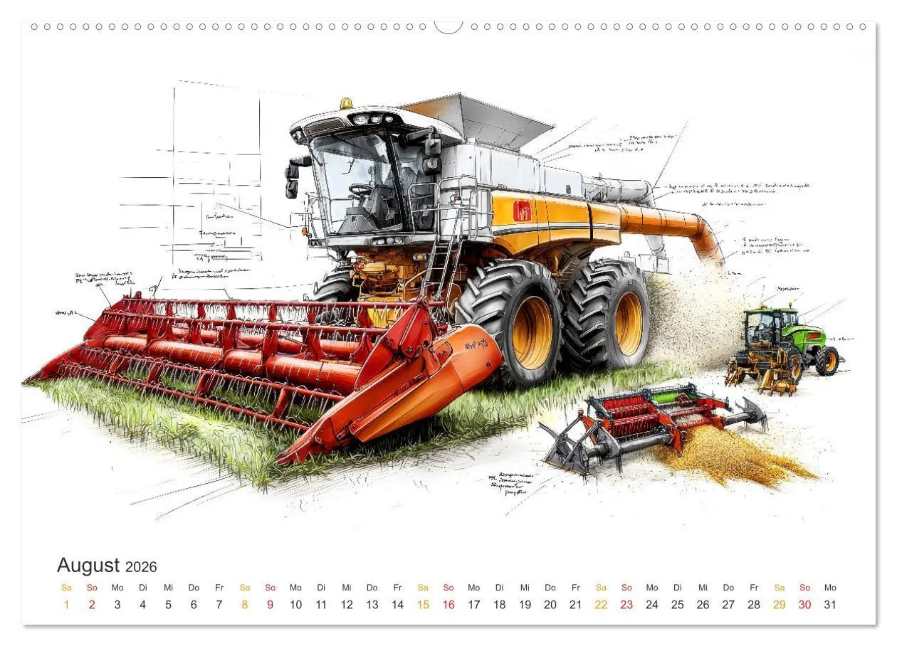 Bild: 9783457268650 | Mähdrescher - Design Studien (Wandkalender 2026 DIN A2 quer),...