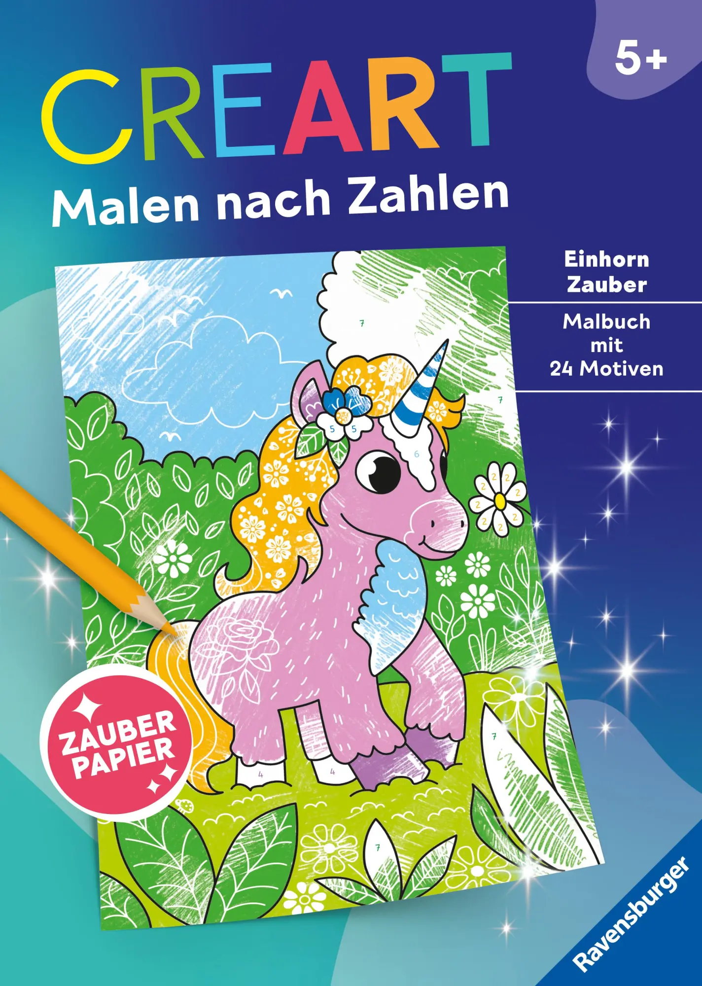 Cover: 9783473488650 | CreArt Malen nach Zahlen ab 5 - Zauberpapier: Einhorn Zauber | Püschel