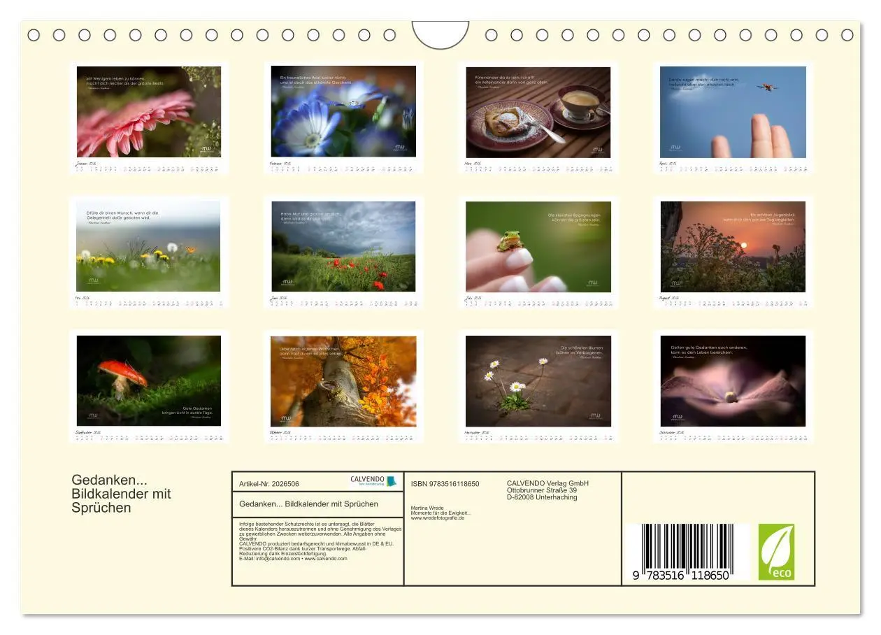 Bild: 9783516118650 | Gedanken... Bildkalender mit Sprüchen (Wandkalender 2026 DIN A4...