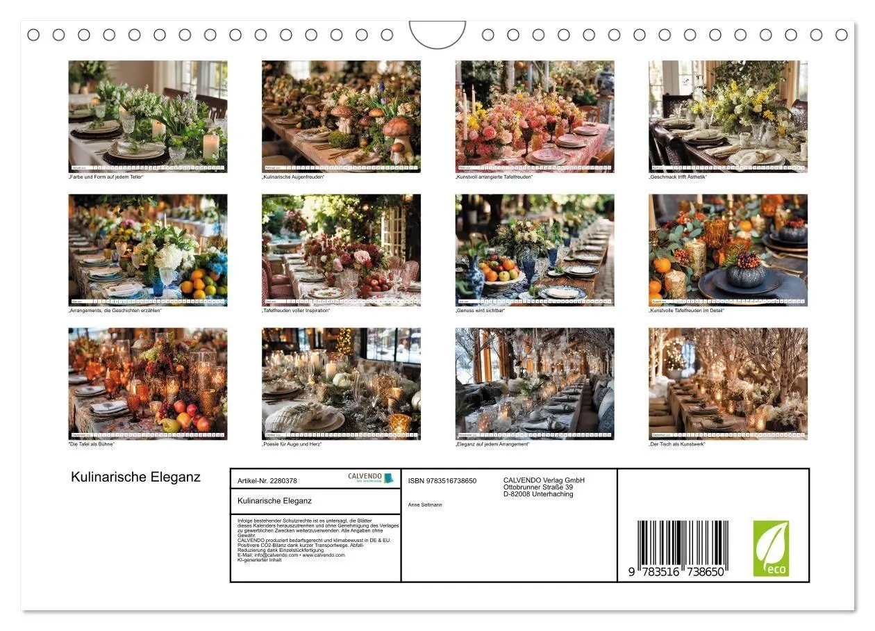 Bild: 9783516738650 | Kulinarische Eleganz (Wandkalender 2026 DIN A4 quer), CALVENDO...