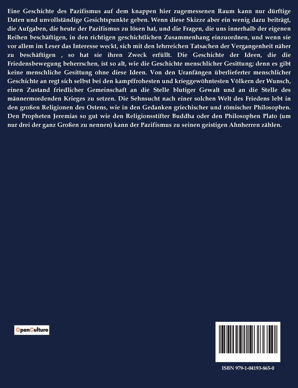 Rückseite: 9791041938650 | Die Geschichte des Pazifismus | Ludwig Quidde | Taschenbuch | 32 S.