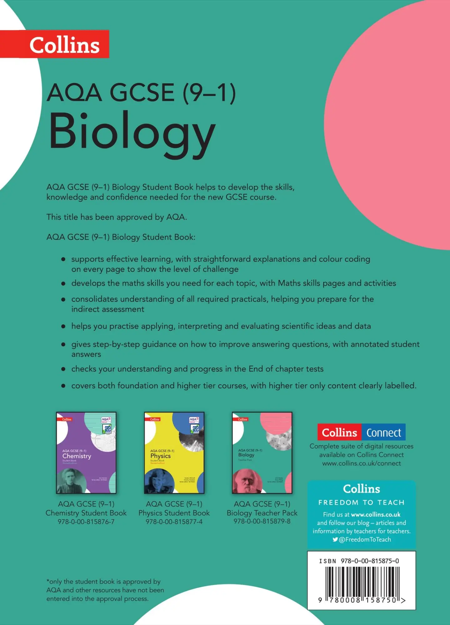 Rückseite: 9780008158750 | Collins Aqa GCSE (9-1) Biology | Student Book | Ann Pilling (u. a.)