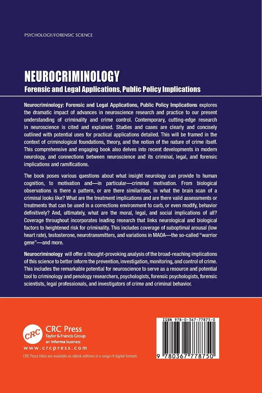 Rückseite: 9780367778750 | Neurocriminology | Diana Concannon | Taschenbuch | Englisch | 2021