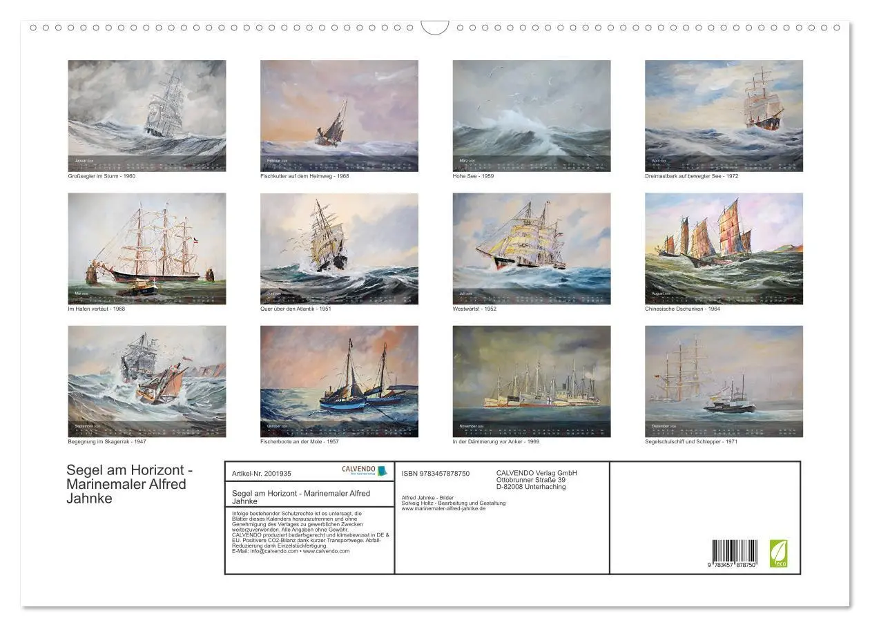 Bild: 9783457878750 | Segel am Horizont - Marinemaler Alfred Jahnke (Wandkalender 2026...