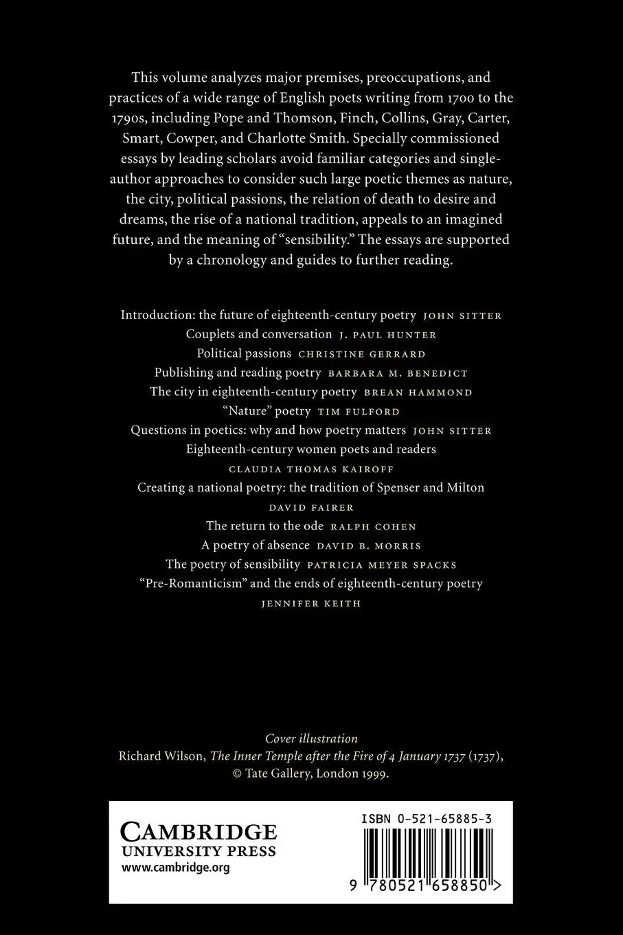 Rückseite: 9780521658850 | The Cambridge Companion to Eighteenth-Century Poetry | John E. Sitter
