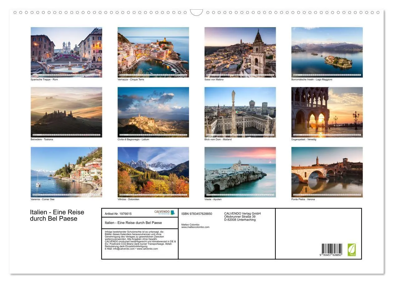 Bild: 9783457628850 | Italien - Eine Reise durch Bel Paese (Wandkalender 2026 DIN A2...