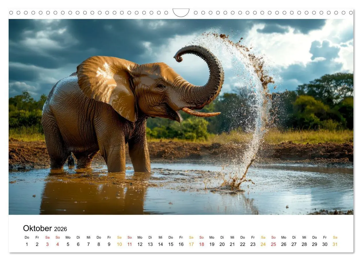 Bild: 9783457308950 | Elefanten - Riesen der Wildnis (Wandkalender 2026 DIN A3 quer),...