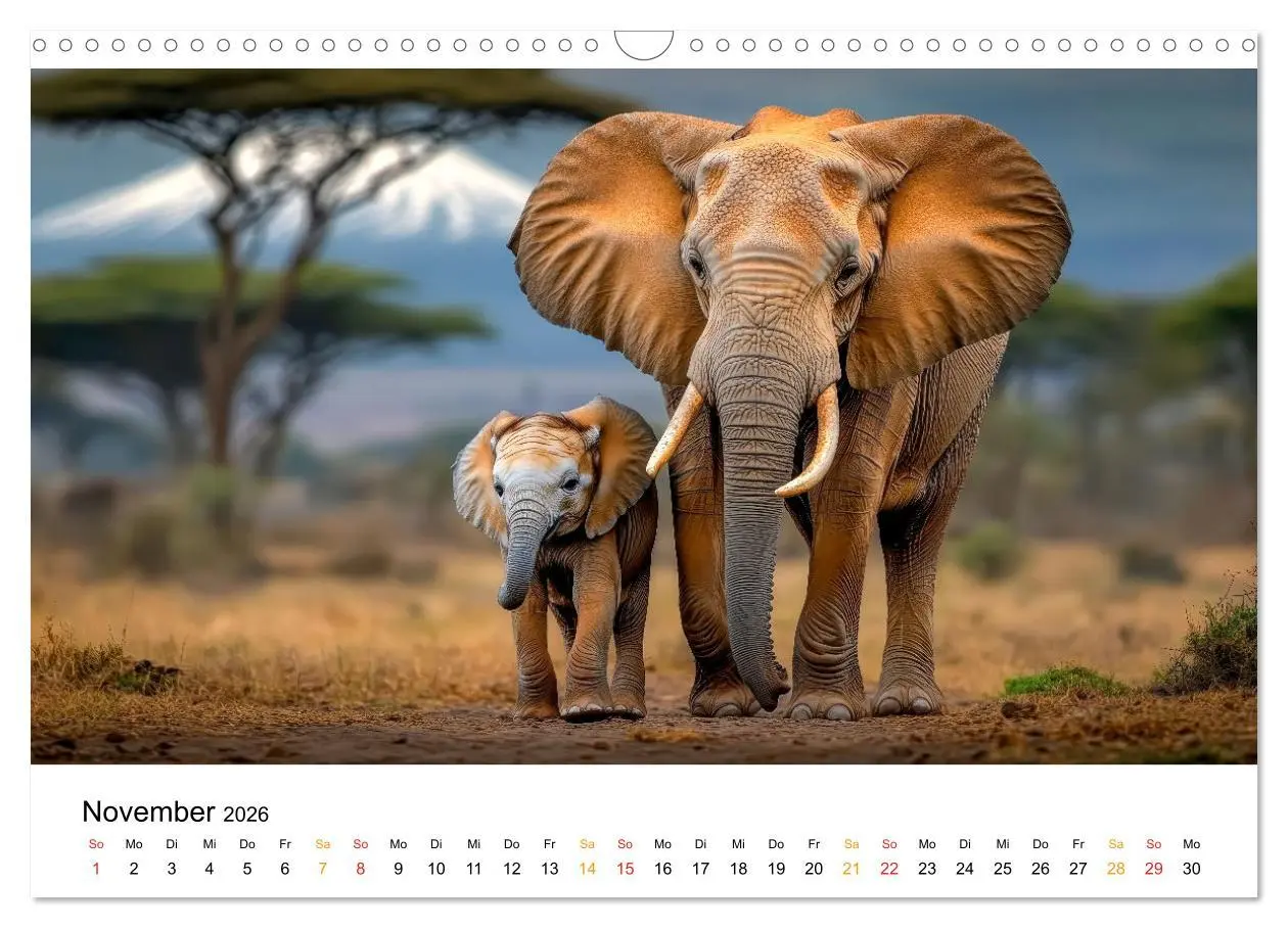 Bild: 9783457308950 | Elefanten - Riesen der Wildnis (Wandkalender 2026 DIN A3 quer),...